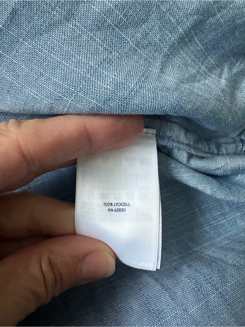 Lands’ End Chambray Lyocell Popover Top Utility Coastal Grandma - Picture 6 of 6